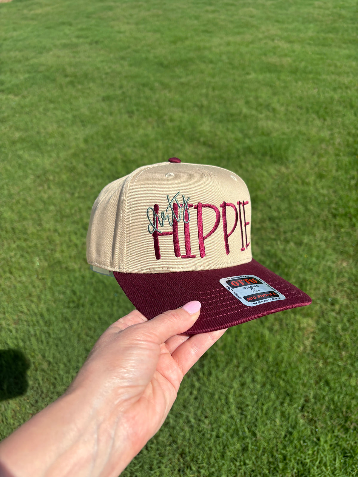 Dirty Hippie Front  Trucker Hat with Adjustable Snap Back