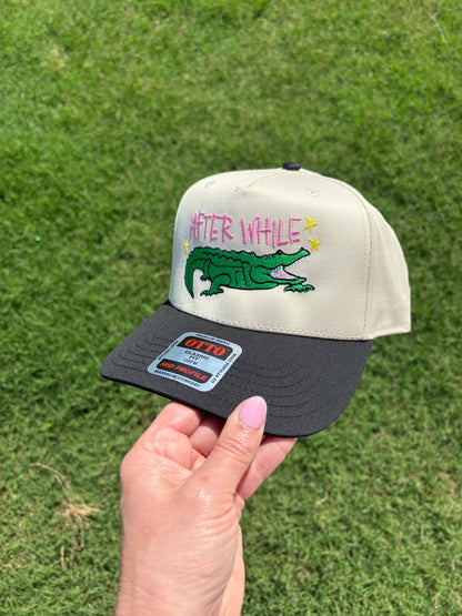After While Crocodile | Canvas Hat with Adjustable Snap Back