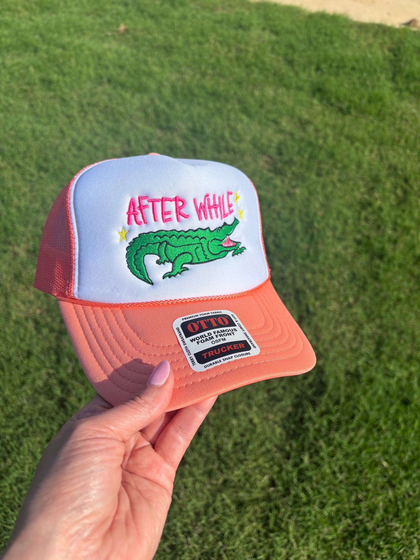 After While Crocodile Foam Front Trucker Hat with Adjustable Snap Back
