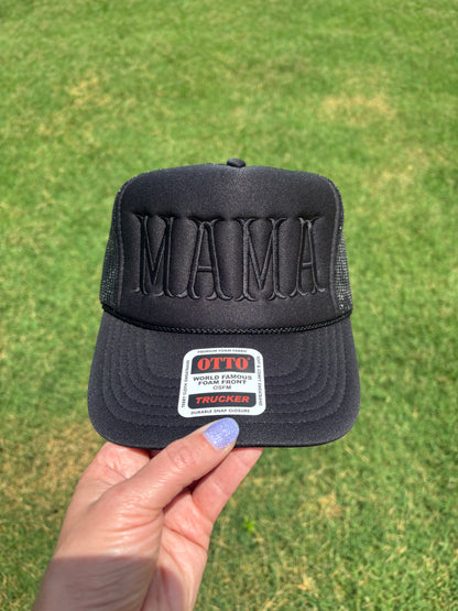 MAMA Black on Black Foam Front Trucker Hat with Adjustable Snap Back