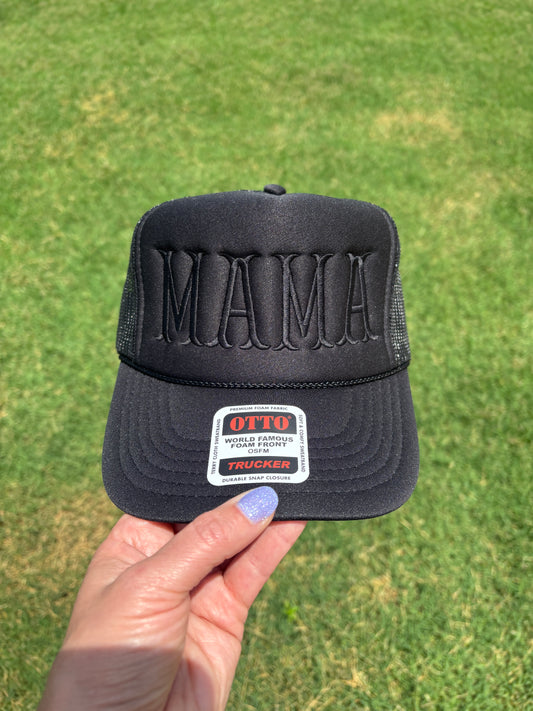 MAMA Black on Black Foam Front Trucker Hat with Adjustable Snap Back