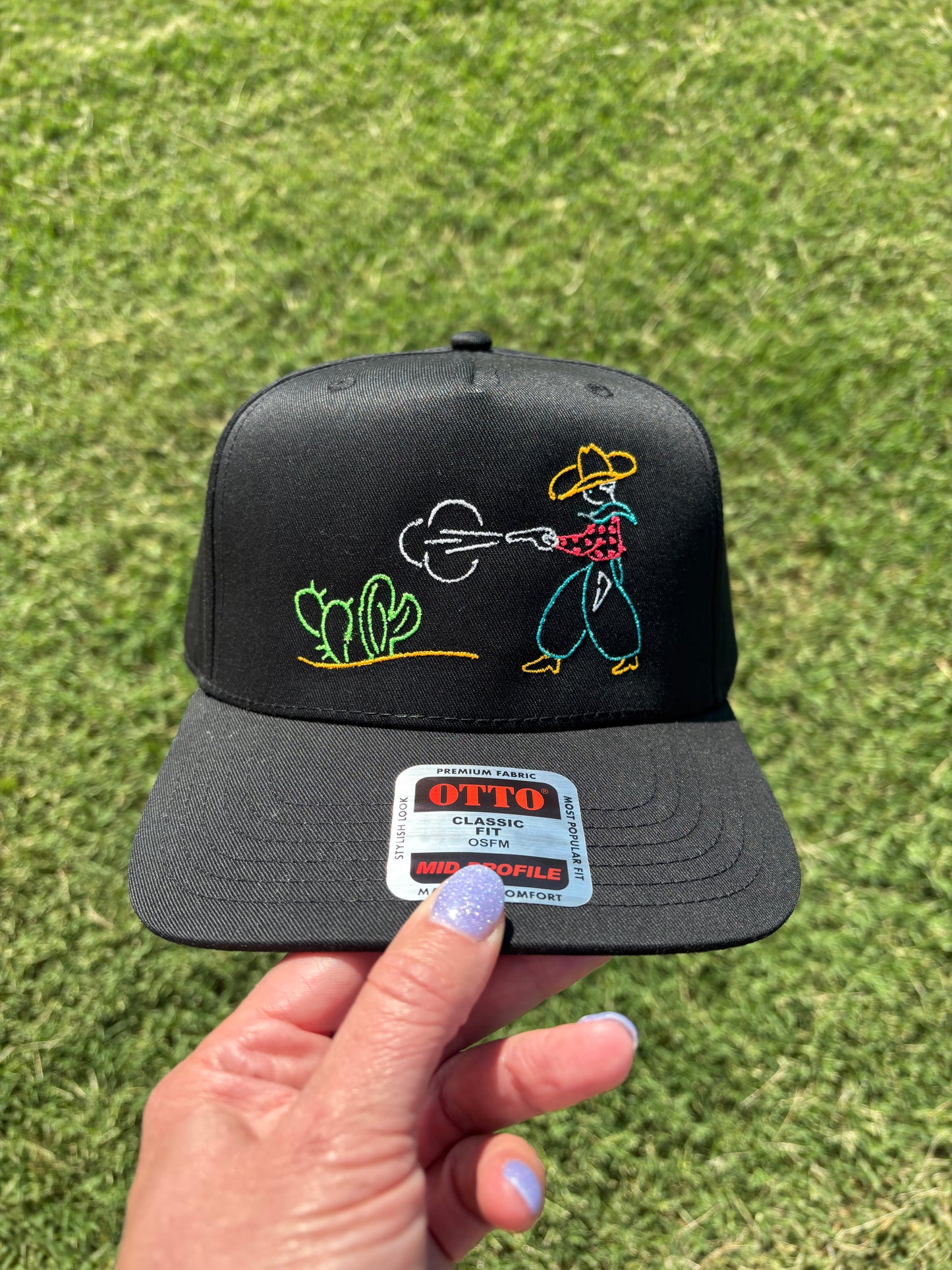 Neon Western Buckaroo Embroidered Cowboy Hat Ball Cap – Adjustable Snap Back Hat