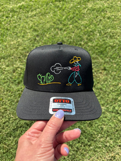 Neon Western Buckaroo Embroidered Cowboy Hat Ball Cap – Adjustable Snap Back Hat