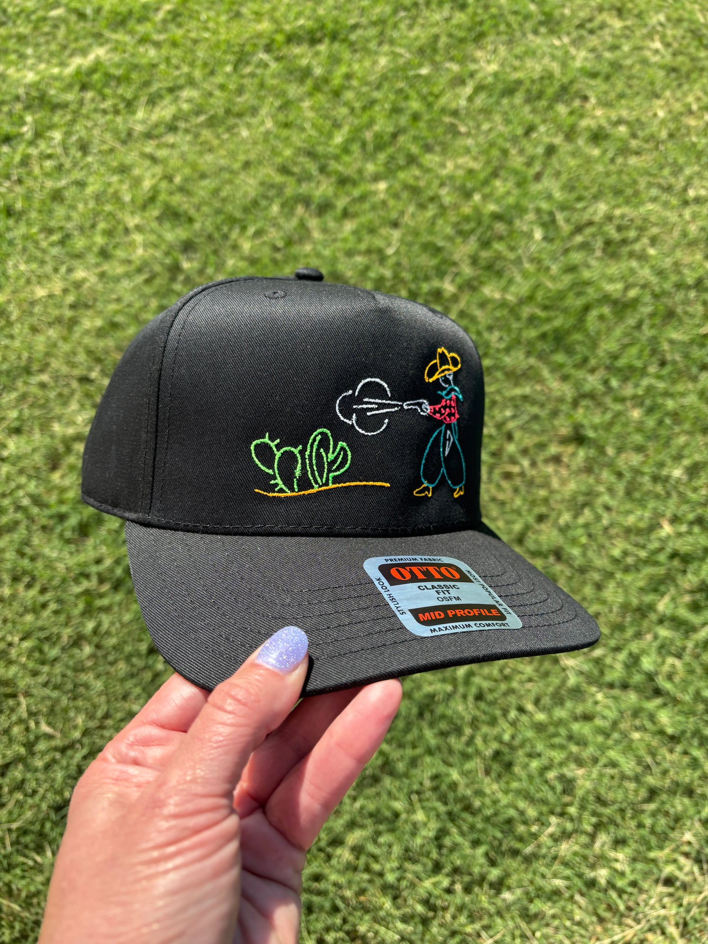 Neon Western Buckaroo Embroidered Cowboy Hat Ball Cap – Adjustable Snap Back Hat