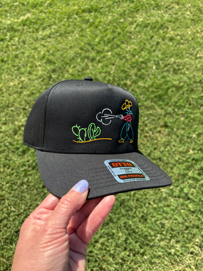 Neon Western Buckaroo Embroidered Cowboy Hat Ball Cap – Adjustable Snap Back Hat