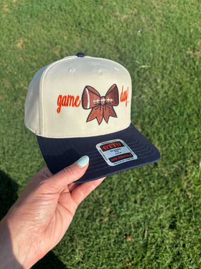 Game Day Football Bow Ball Cap Adjustable Snap Back