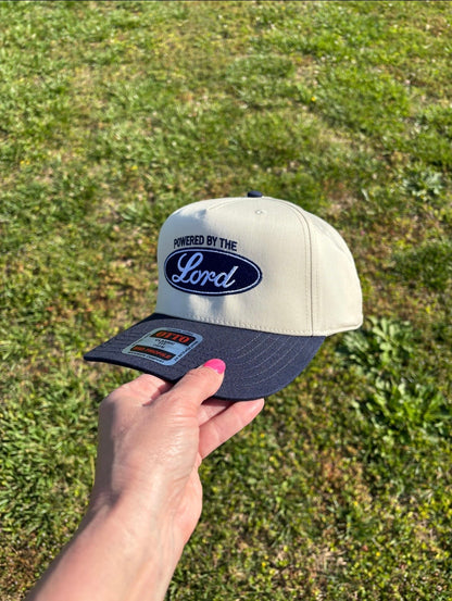 Psalm 28:7 Powered By The Lord Ball Cap Choose Your Bill and Thread Color Adjustable Snap Back
