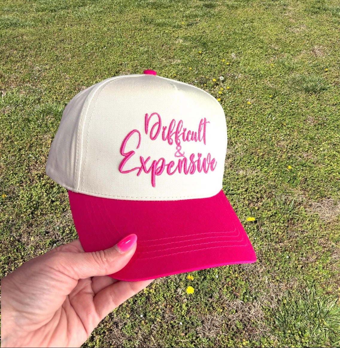 Difficult and Expensive Embroidered Ball Cap  Adjustable Snap Back Hat