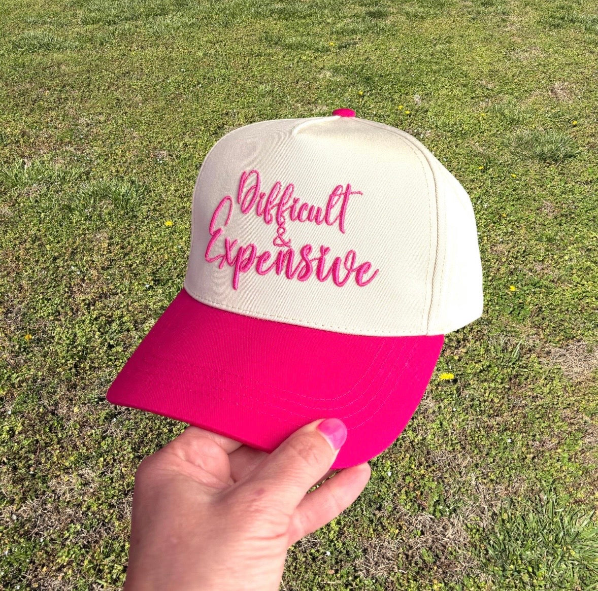 Difficult and Expensive Embroidered Ball Cap  Adjustable Snap Back Hat