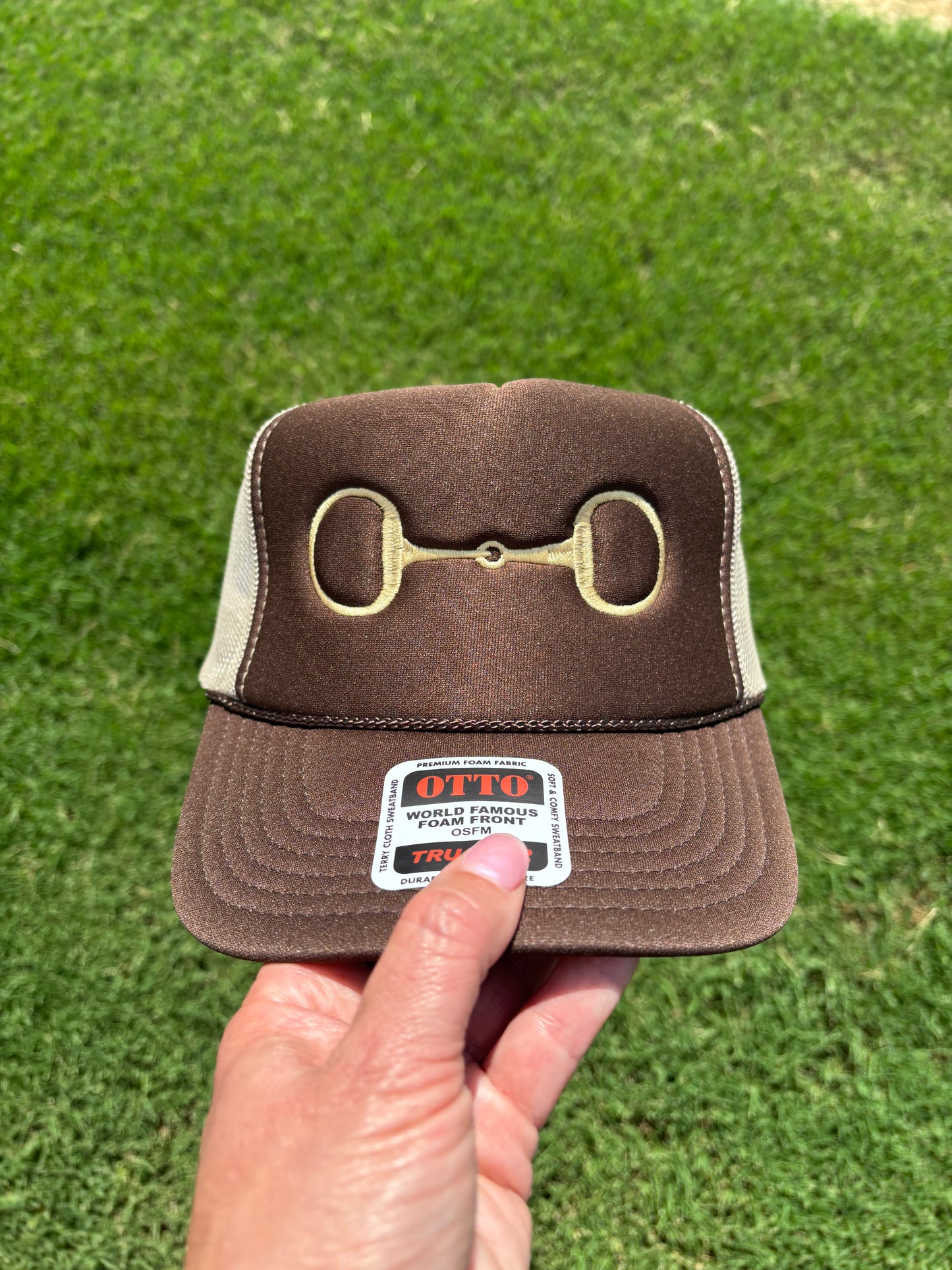 Gold Horse Bit Trendy Trucker Hat Embroidered Snapback