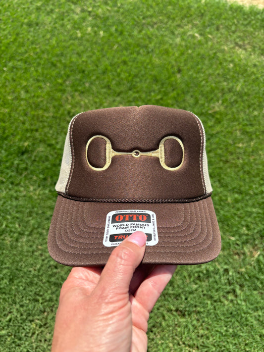 Gold Horse Bit Trendy Trucker Hat Embroidered Snapback