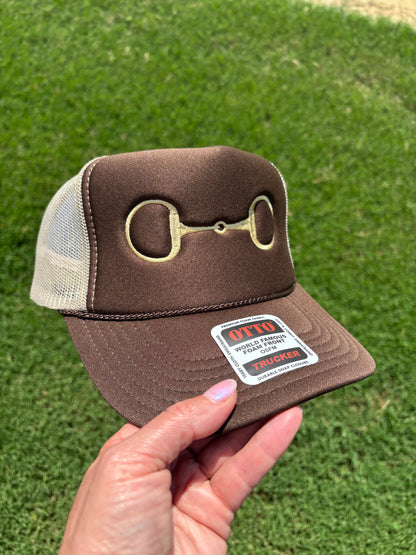 Gold Horse Bit Trendy Trucker Hat Embroidered Snapback