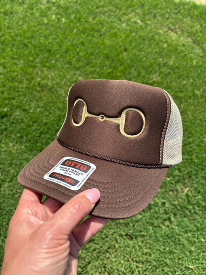 Gold Horse Bit Trendy Trucker Hat Embroidered Snapback