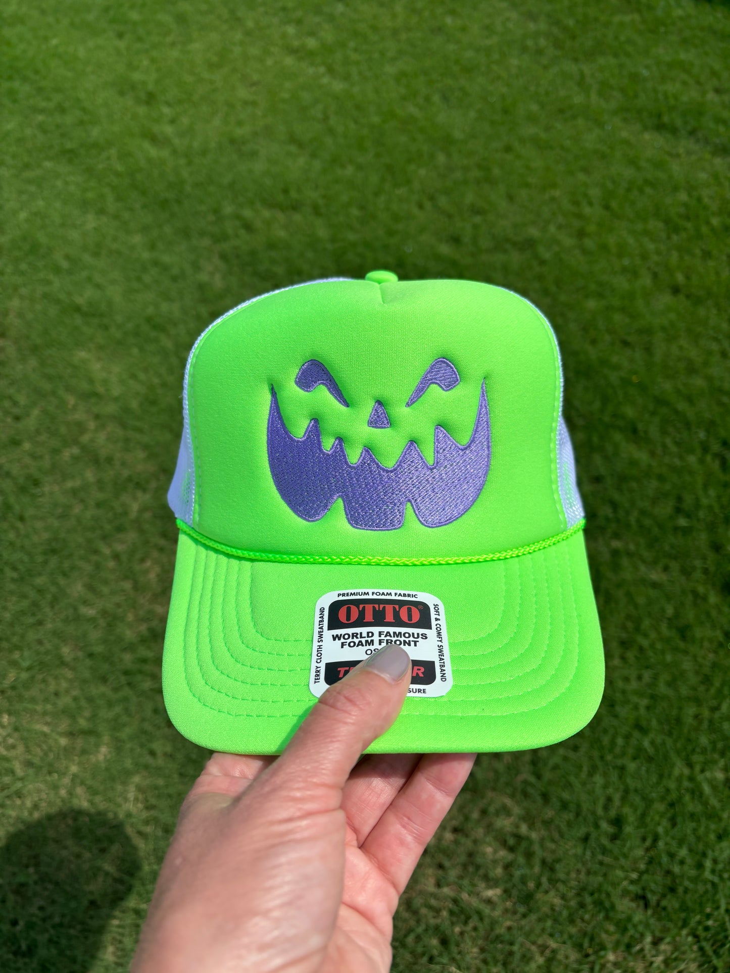 Jack O Lantern Custom Embroidered Trucker Snapback - Choose Hat Style, Color