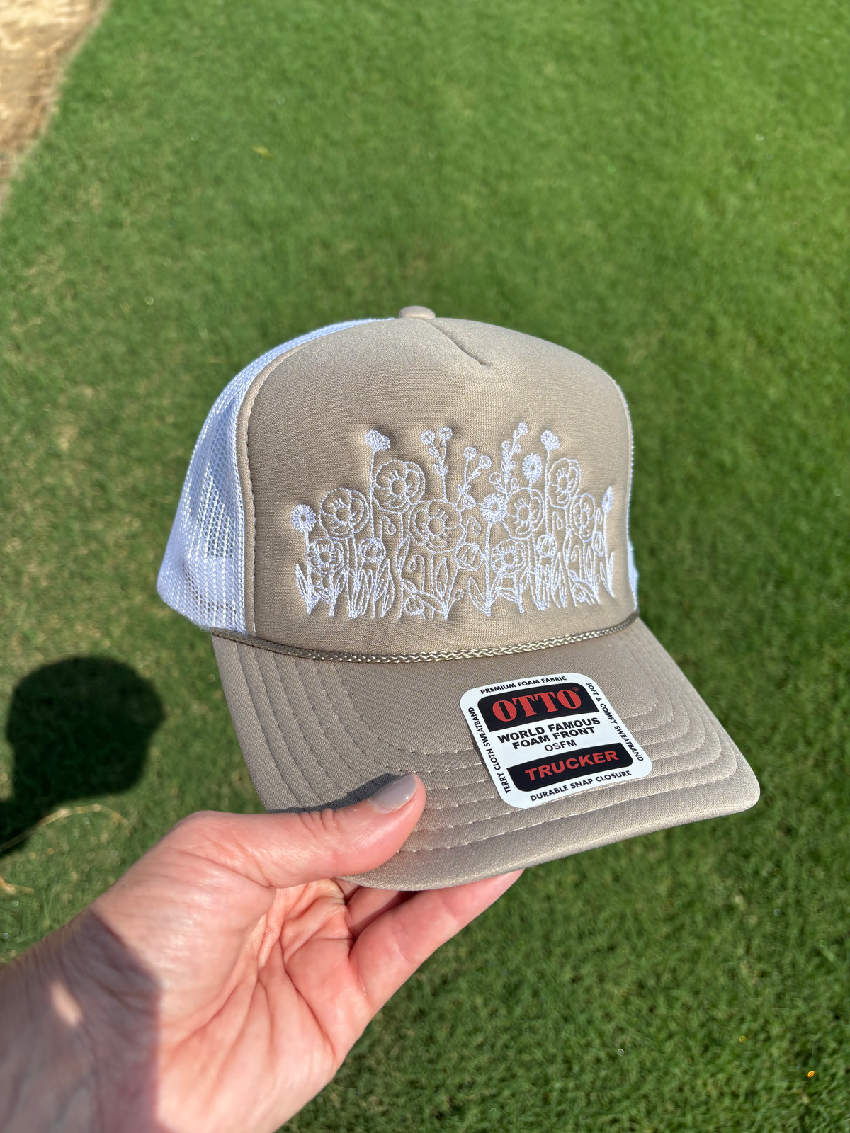 Wild Flowers Foam Front Rope Trucker Hat with Adjustable Snap Back