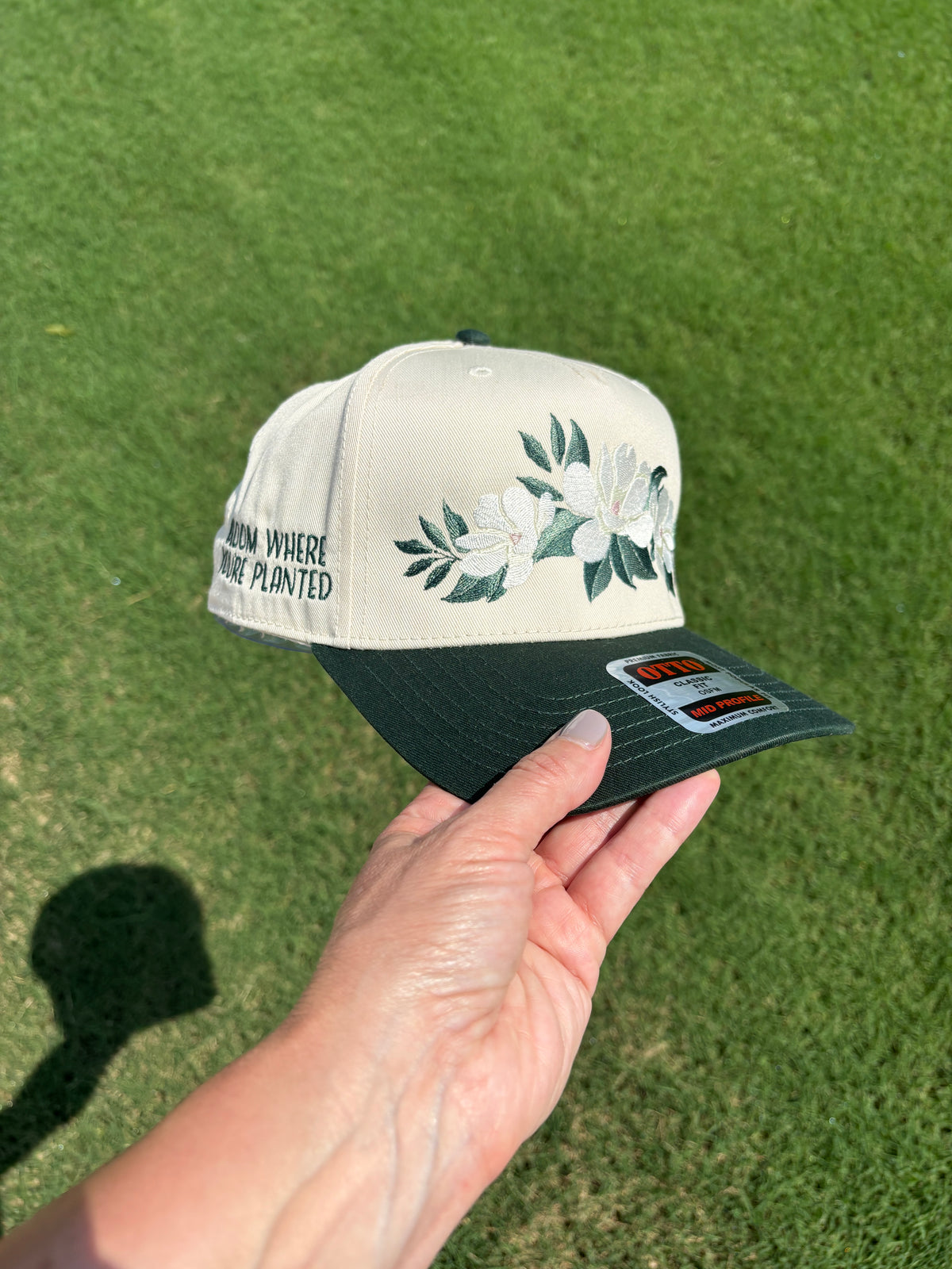 Magnolia Swag Bloom Where You're Planted Flowers Hat with Adjustable Snap Back