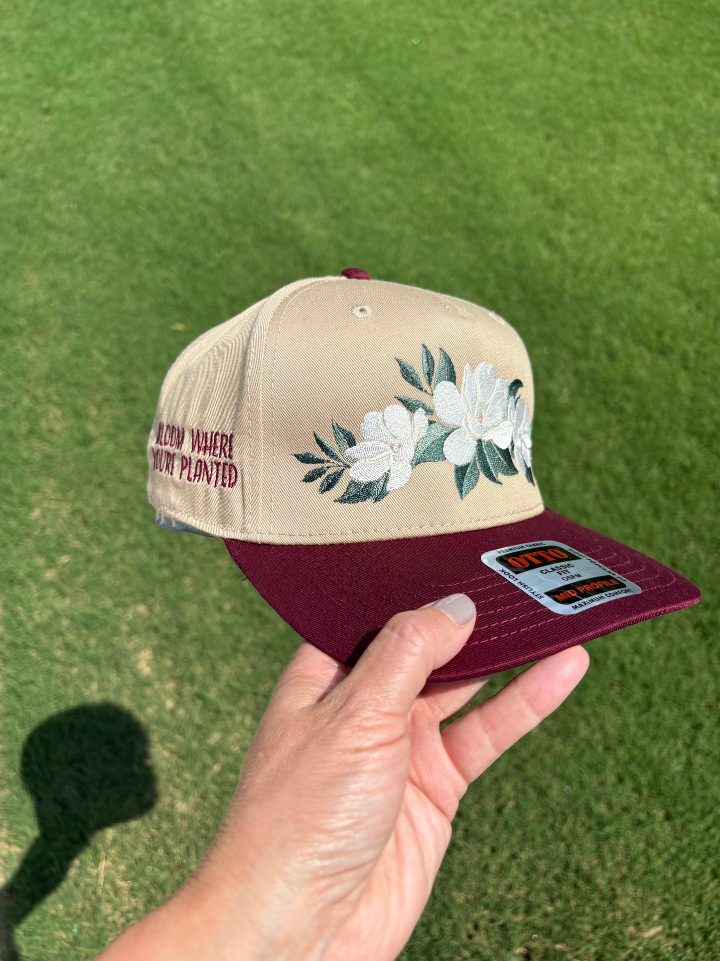 Magnolia Swag Bloom Where You're Planted Flowers Hat with Adjustable Snap Back