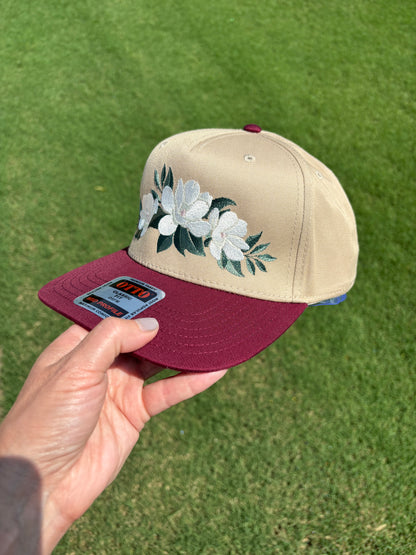 Magnolia Swag Bloom Where You're Planted Flowers Hat with Adjustable Snap Back