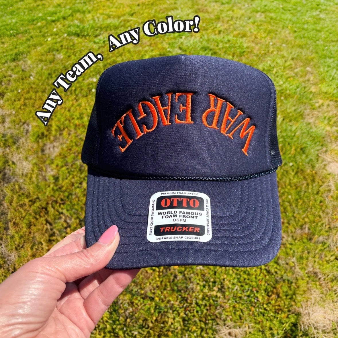 Custom Upside Down Backward Any Text War Eagle SnapBack Ball Cap