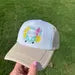 Cute Hippie Bus with Daisy Flowers |   Front Trucker Hat with Adjustable Snap Back