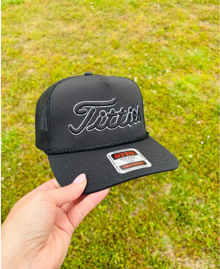 3d Puff Titties Embroidered Ball Cap  Adjustable Snap Back Funny Gold Hat