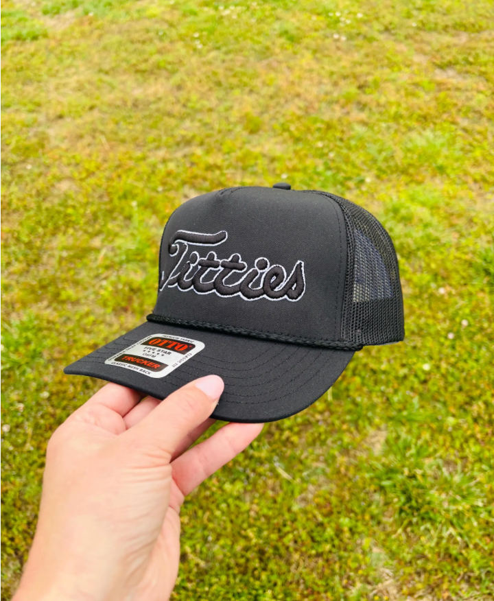 3d Puff Titties Embroidered Ball Cap  Adjustable Snap Back Funny Gold Hat