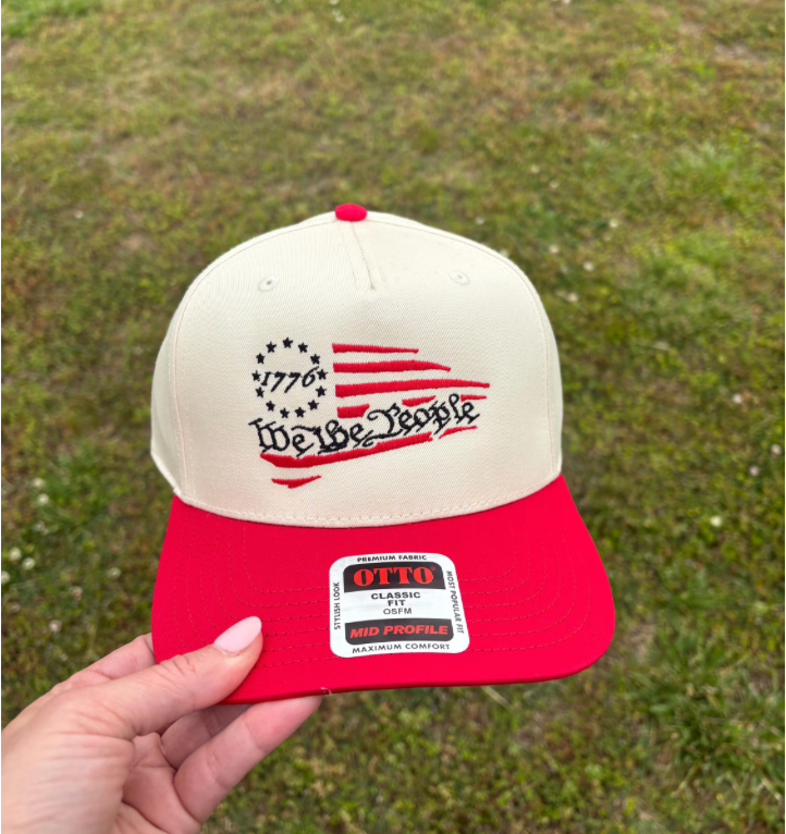 We the People American Flag Hat with Adjustable Snap Back