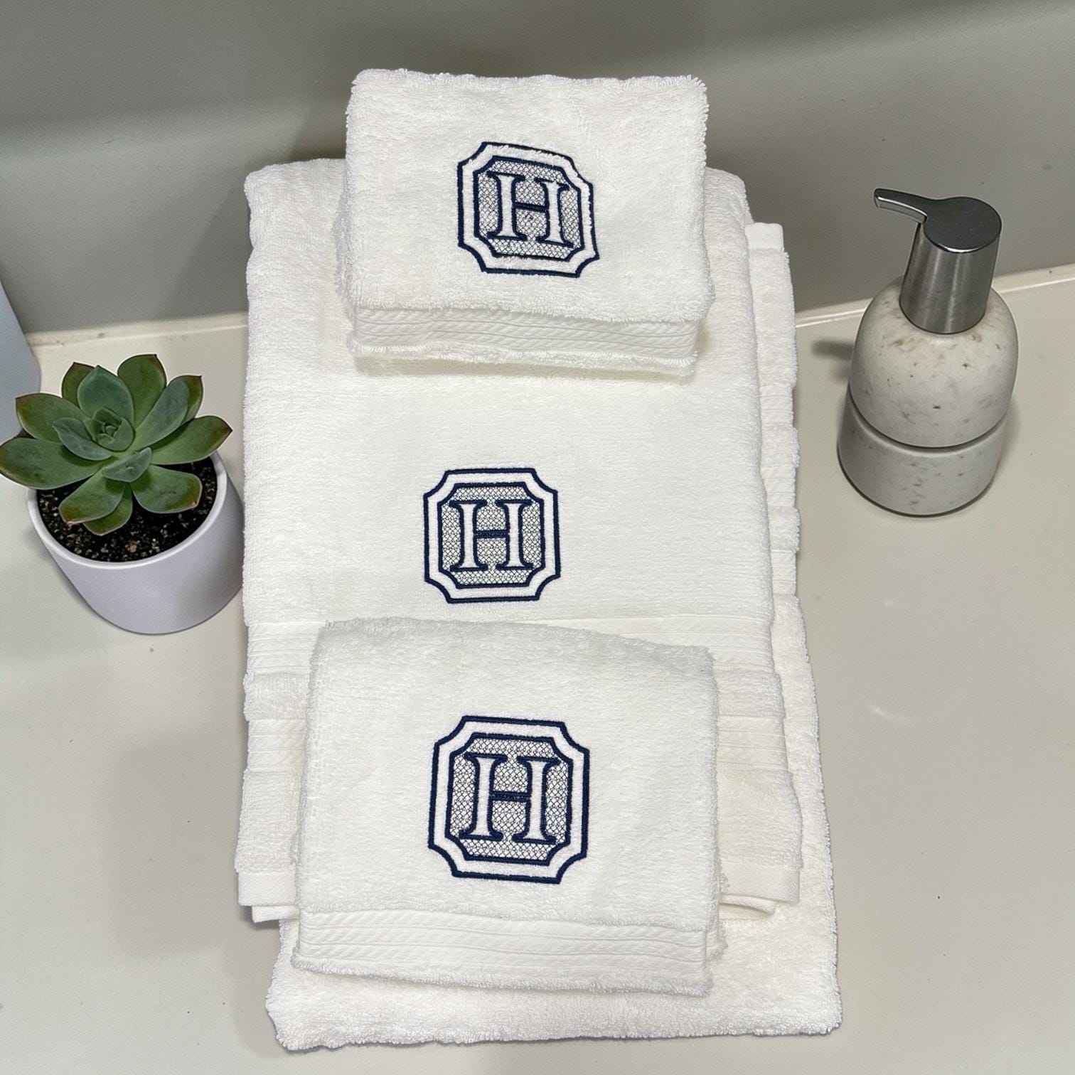 Monogram Letter Embroidered Towel or Towel Set Perfect Personalized Wedding Gift Embroidered Wedding Gift Bridal Shower Gift