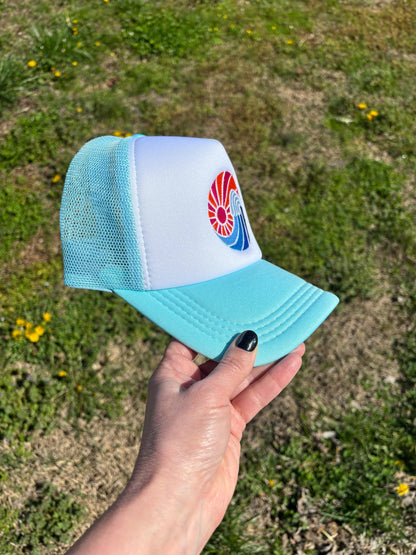 Sunshine and Ocean Waves Foam Front Ball Cap with Adjustable Snap Back