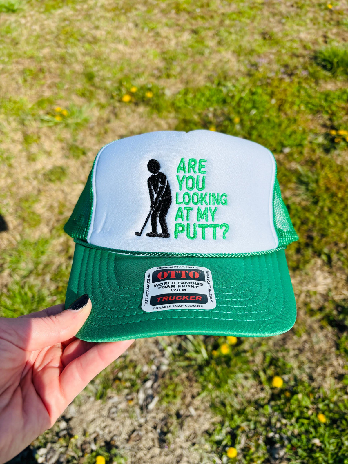 Funny Golf Trucker Hat: Are You Looking At My Putt? Embroidered Foam Snapback