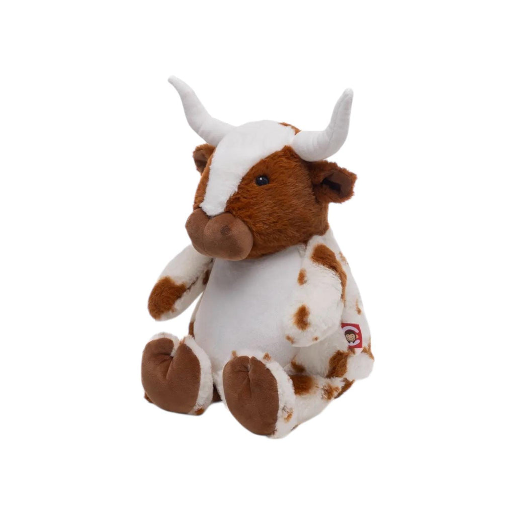 Cubbies Personalized Texas Longhorn Cow Stuffed Animal with Removable Cover Custom Embroidered Name on Belly