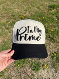 In My Prime Puff Embroidery Ball Cap   Adjustable Snap Back Embroidered Hat