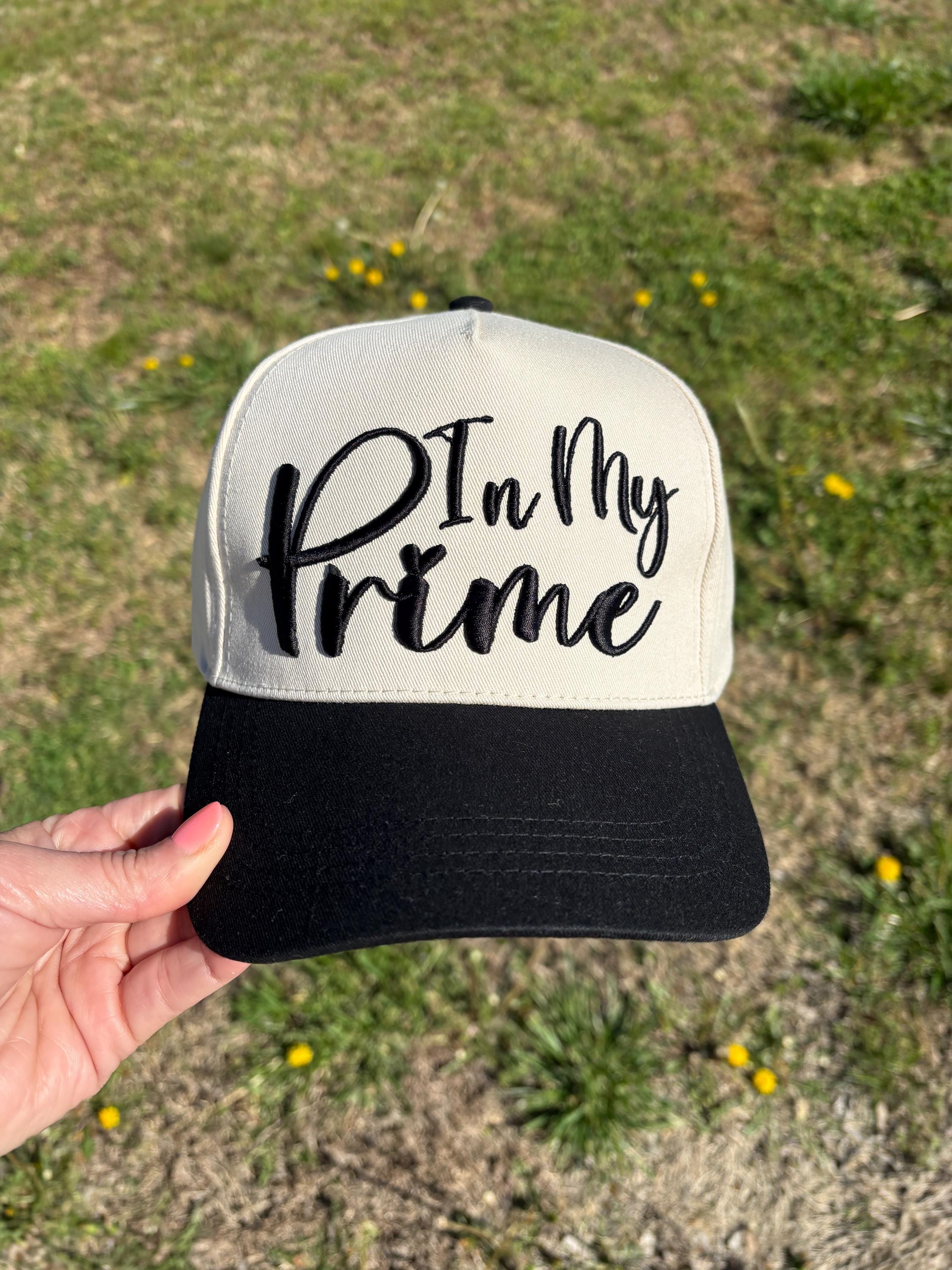 In My Prime Puff Embroidery Ball Cap   Adjustable Snap Back Embroidered Hat