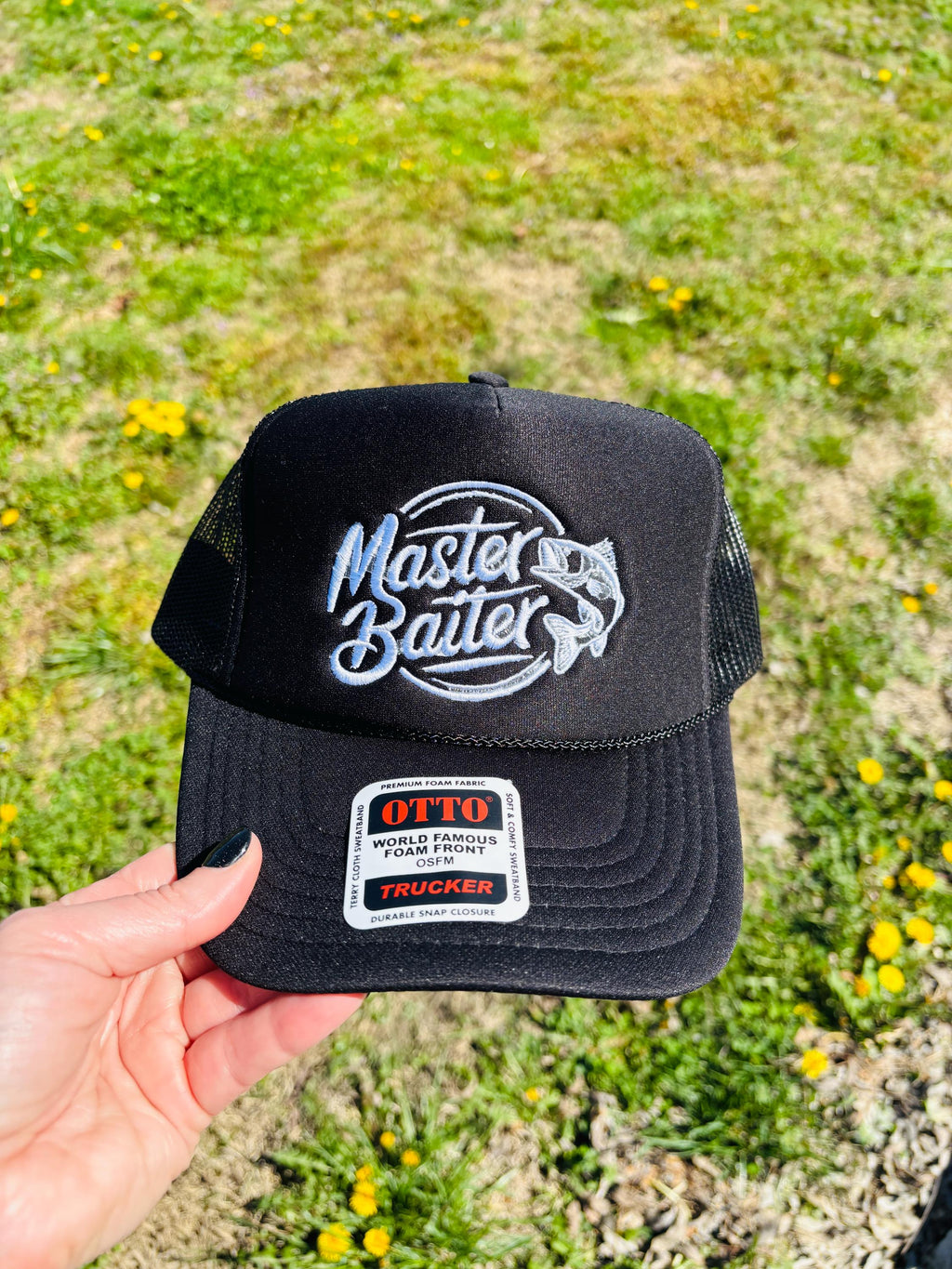 Master Baiter Fishing Hat Embroidered Foam Front Rope Trucker Hat with Adjustable Snap Back