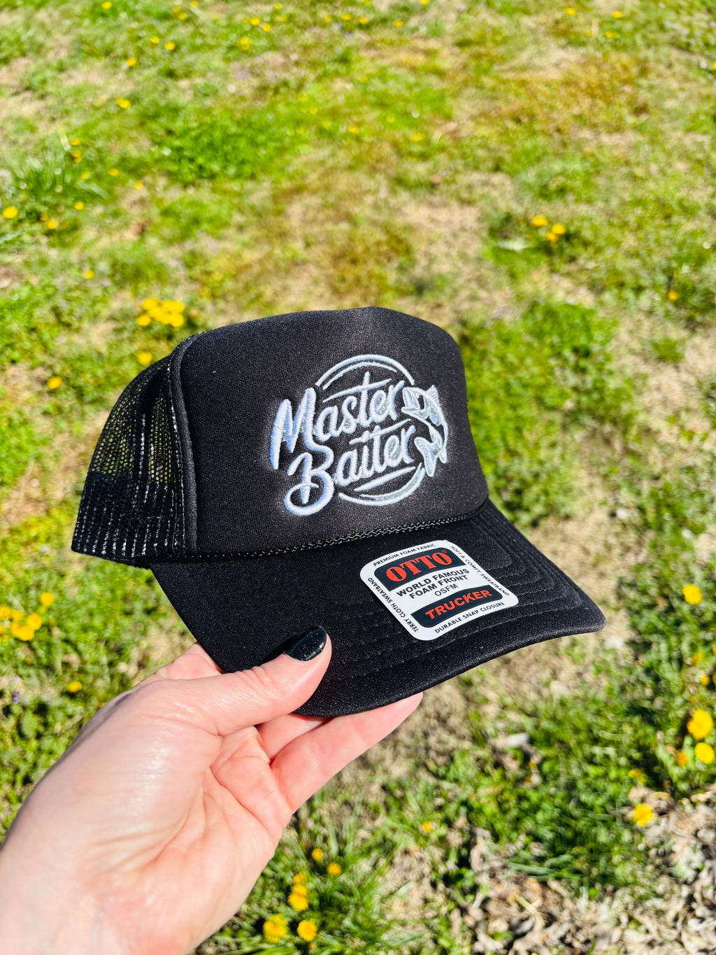 Master Baiter Fishing Hat Embroidered Foam Front Rope Trucker Hat with Adjustable Snap Back