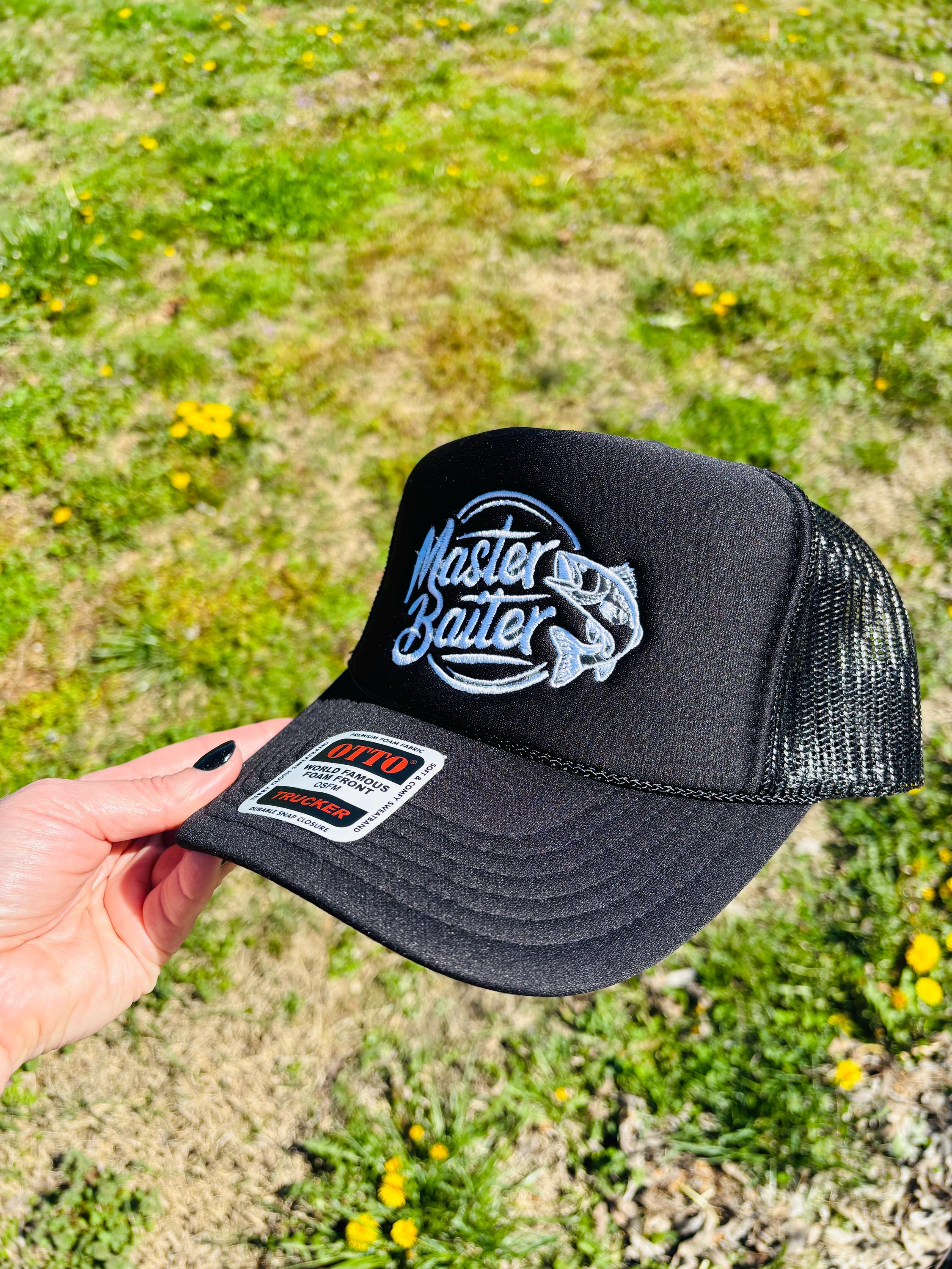 Master Baiter Fishing Hat Embroidered Foam Front Rope Trucker Hat with Adjustable Snap Back