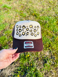 Gold Leopard Print Foam Front Rope Trucker Hat with Adjustable Snap Back