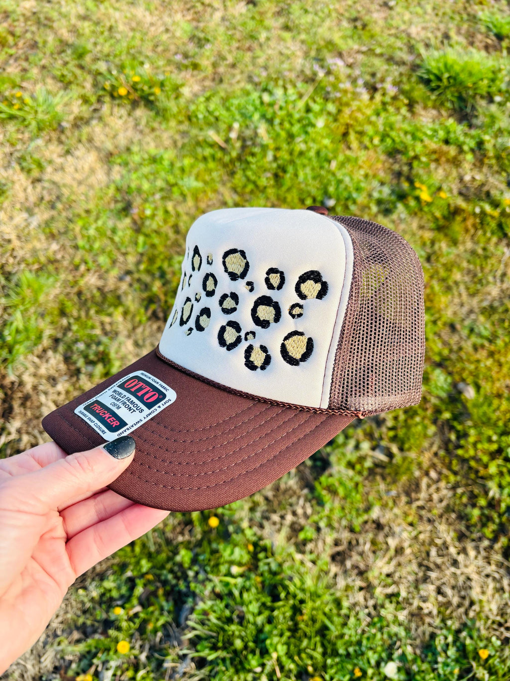 Gold Leopard Print Foam Front Rope Trucker Hat with Adjustable Snap Back
