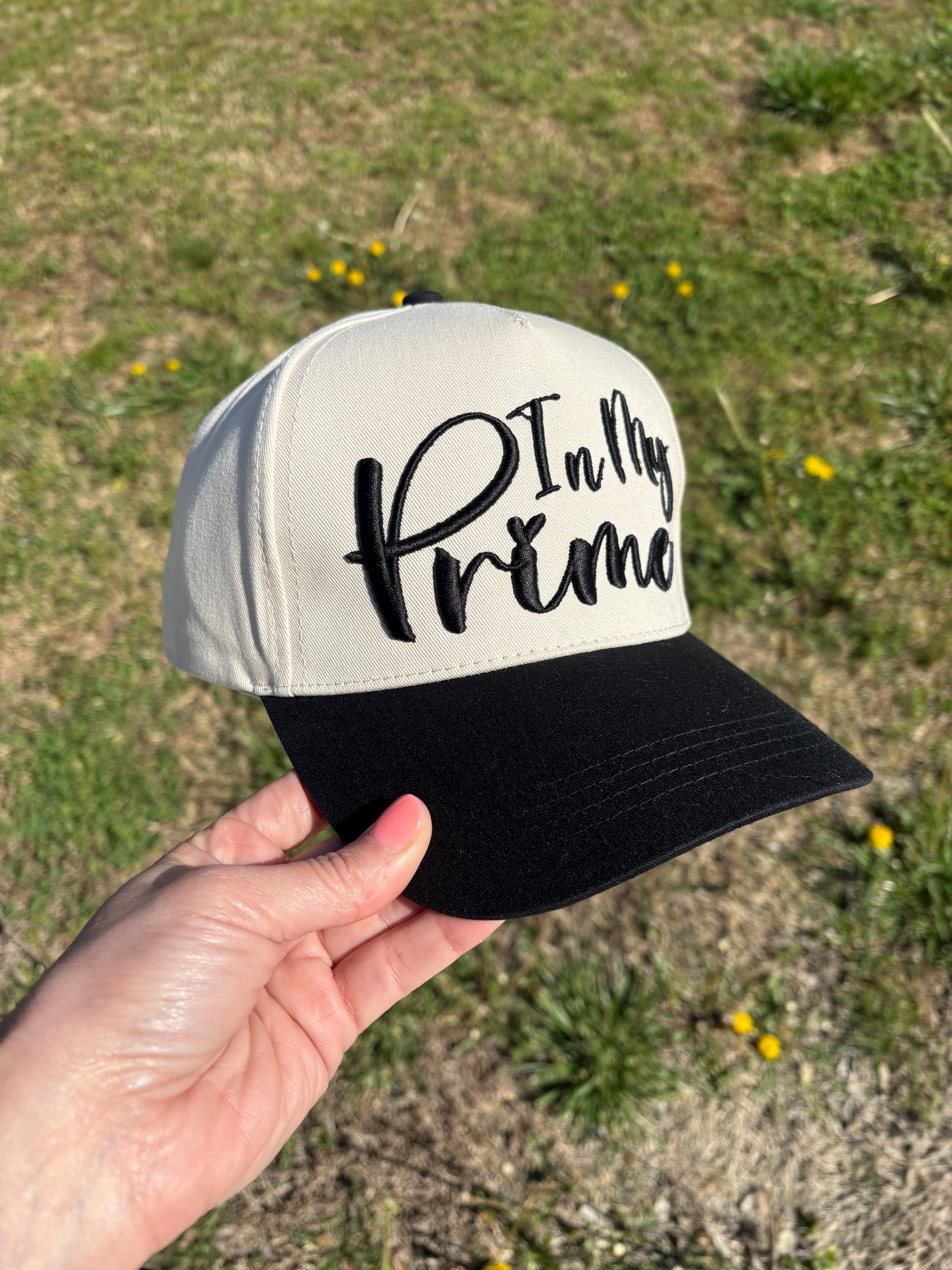 In My Prime Puff Embroidery Ball Cap   Adjustable Snap Back Embroidered Hat