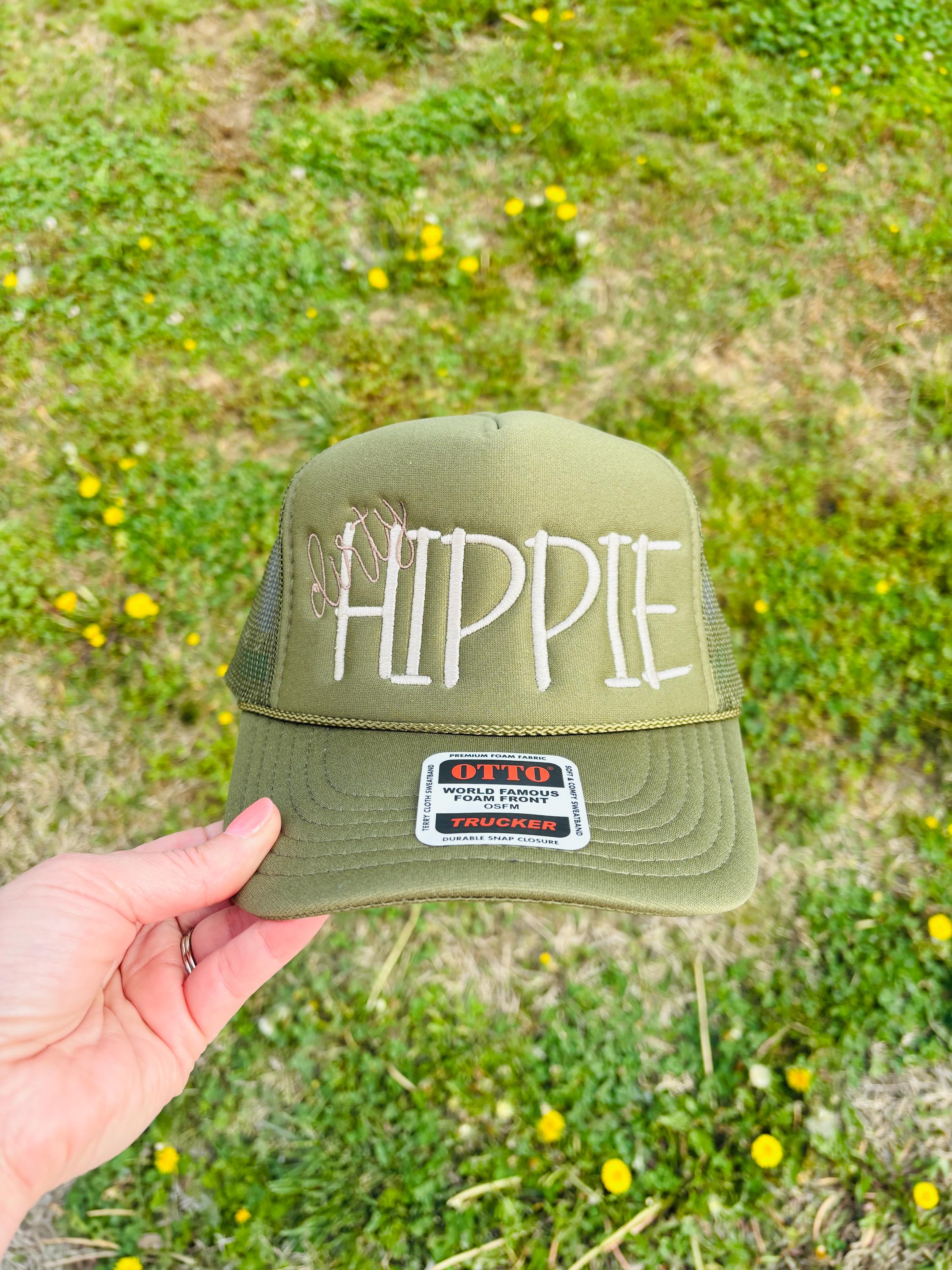 Choose Your Hat Style Hippie or Dirty Hippie Foam Front Rope Trucker Hat with Adjustable Snap Back