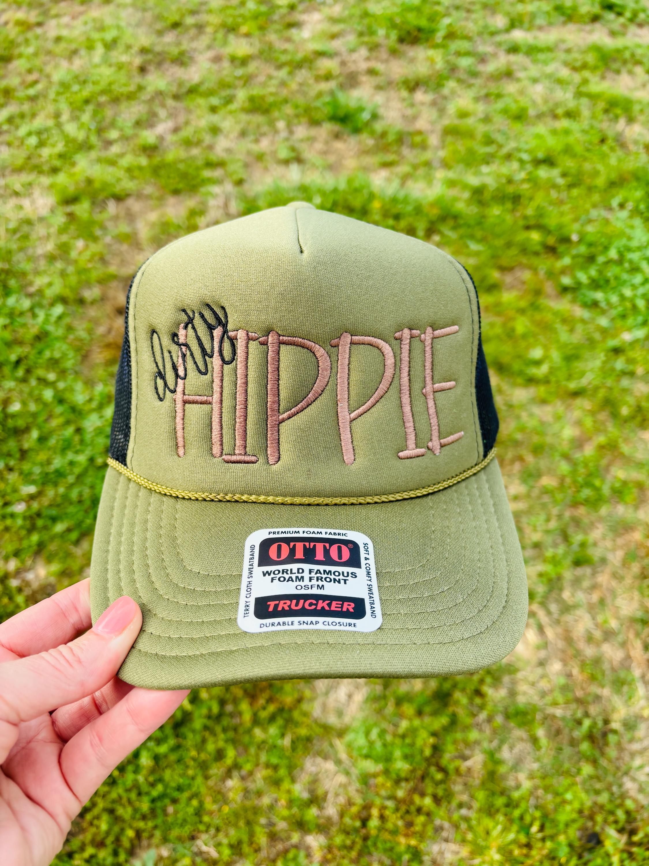 Choose Your Hat Style Hippie or Dirty Hippie Foam Front Rope Trucker Hat with Adjustable Snap Back