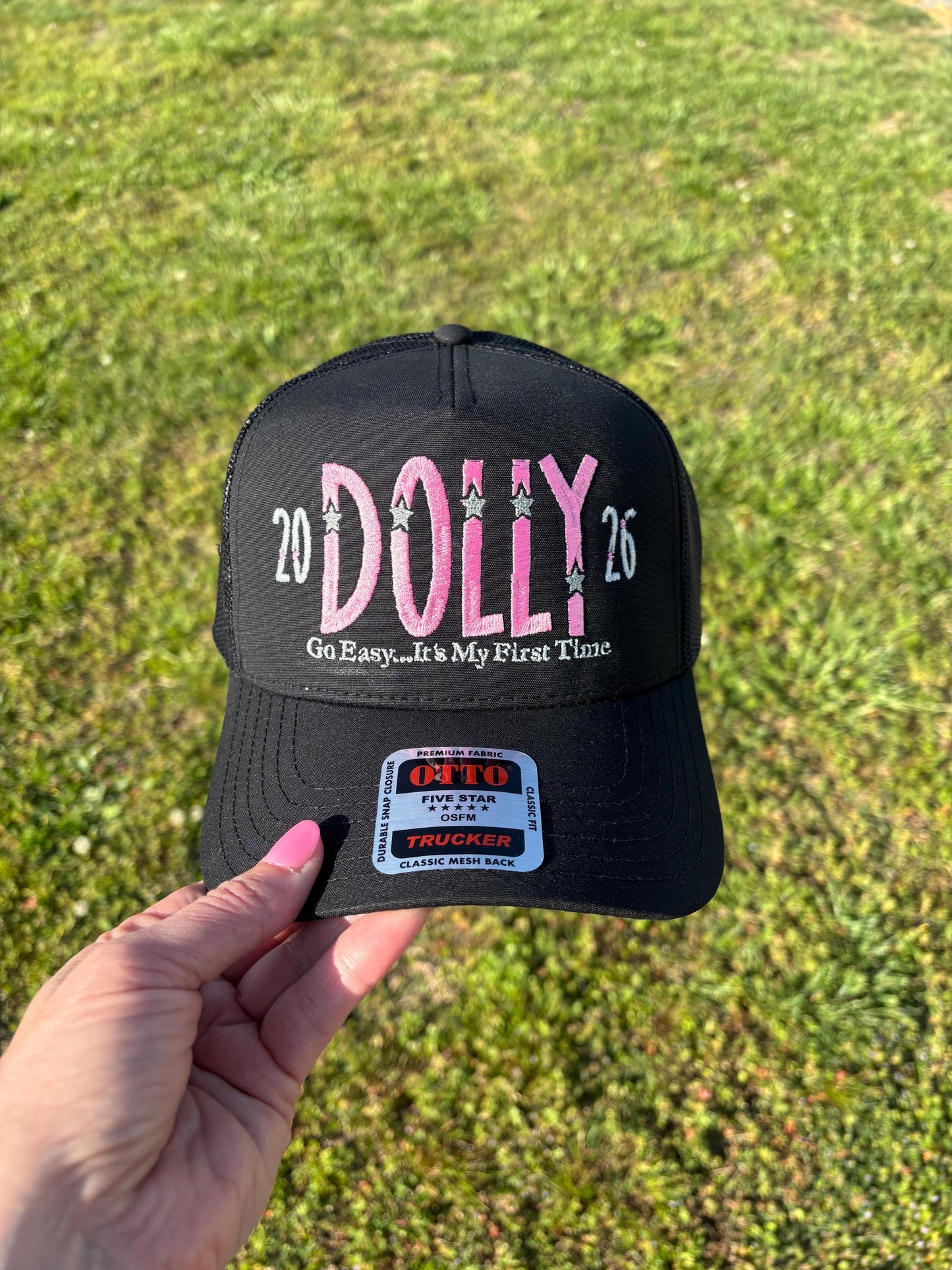 Choose Your Hat Style Dolly Trucker Hat with Adjustable Snap Back