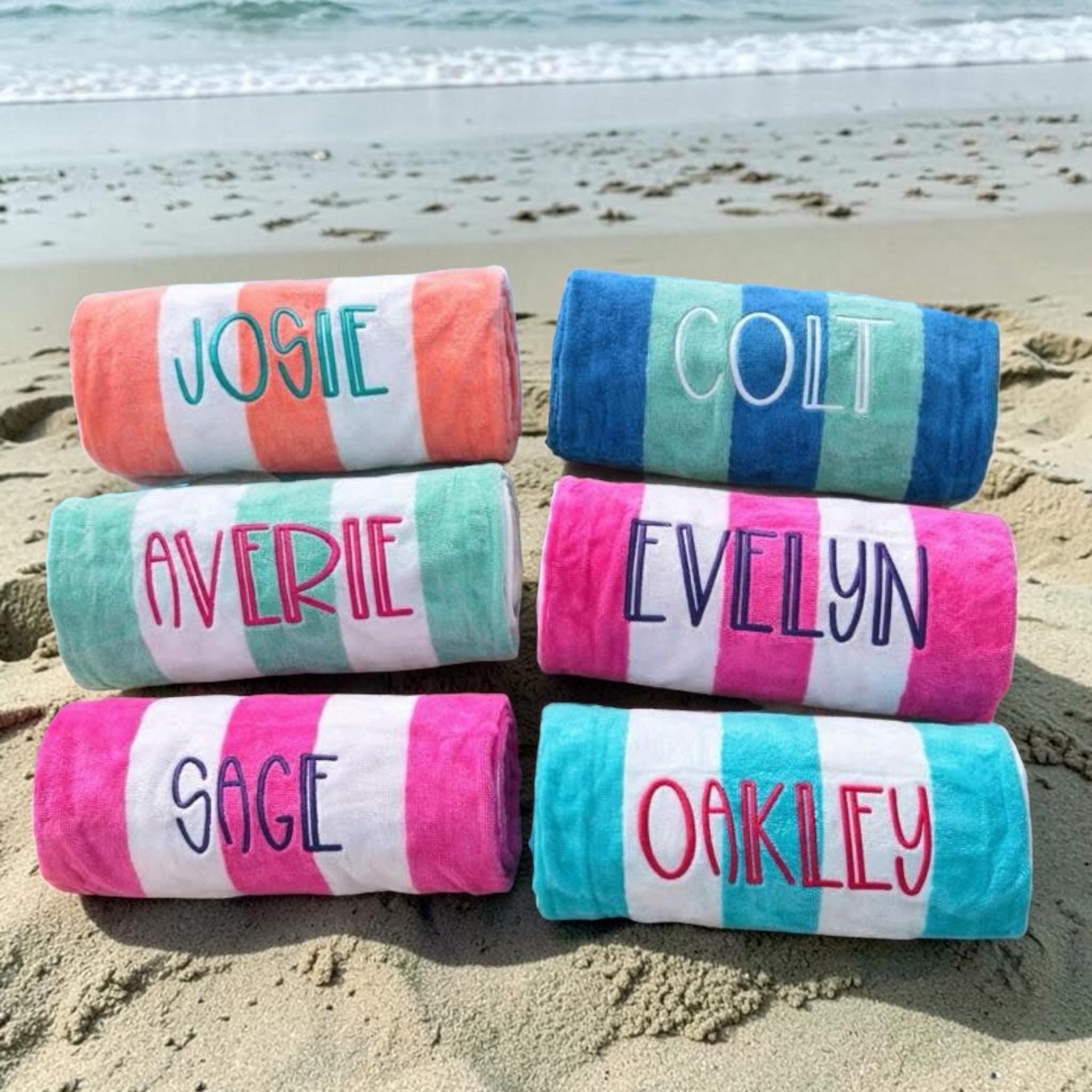 Personalized or Monogrammed Beach Towels  - Any Thread Color