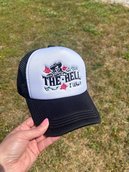 Retro Cowgirl Trucker Hat: Embroidered "The Hell I Won't" Snapback - Chooseat Style