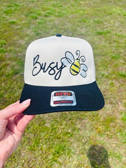 Busy Bee Ball Cap with Adjustable Snap Back Bumble Bee Hat