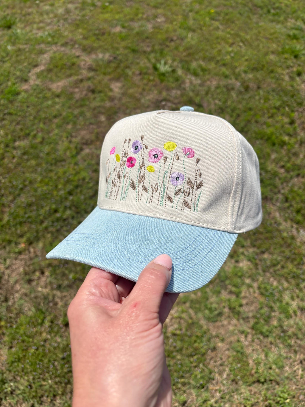 Anemone Poppy Flowers Hat with Adjustable Snap Back