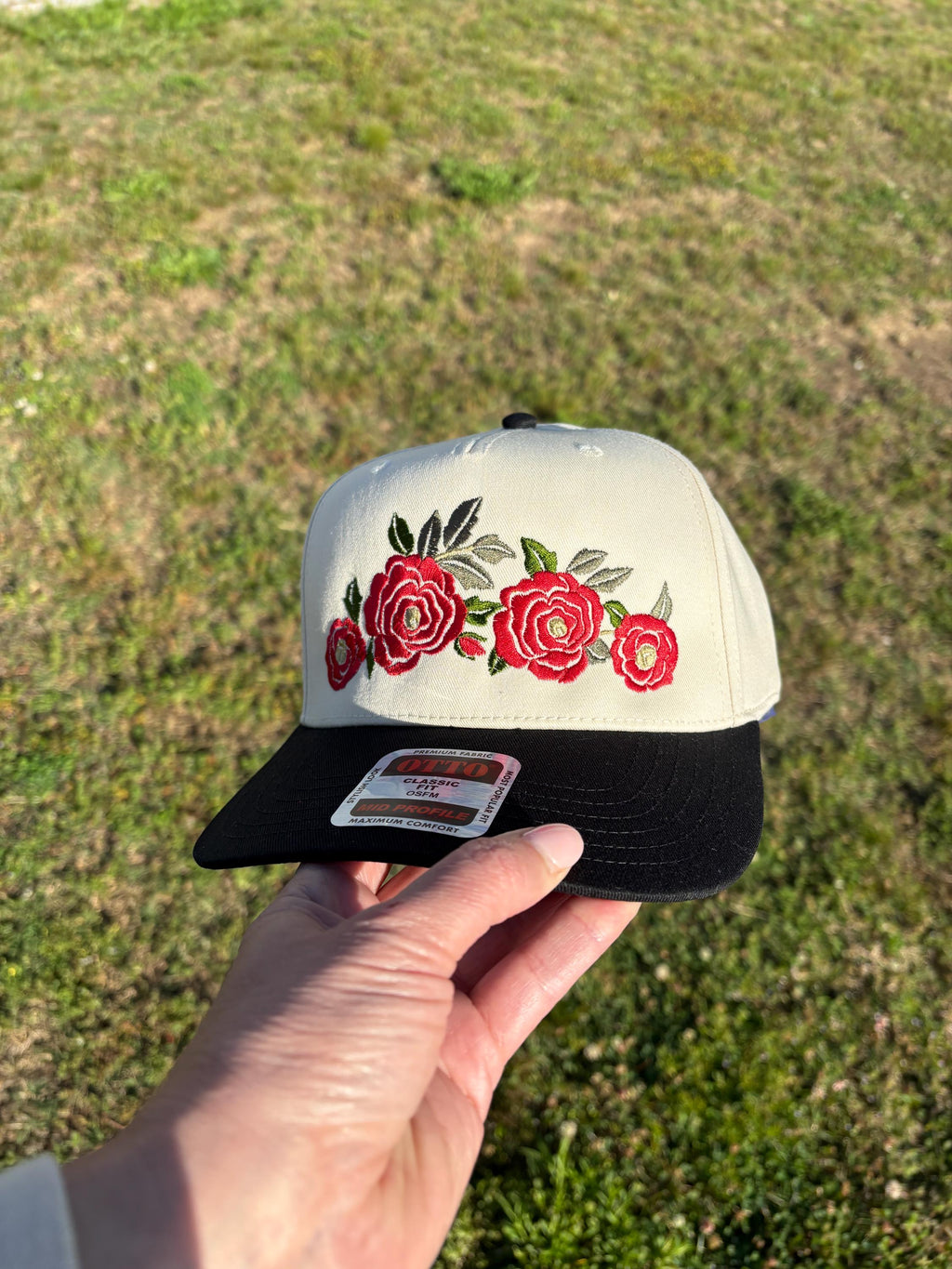 Rose Swag Hat Ball Cap with Adjustable Snap Back