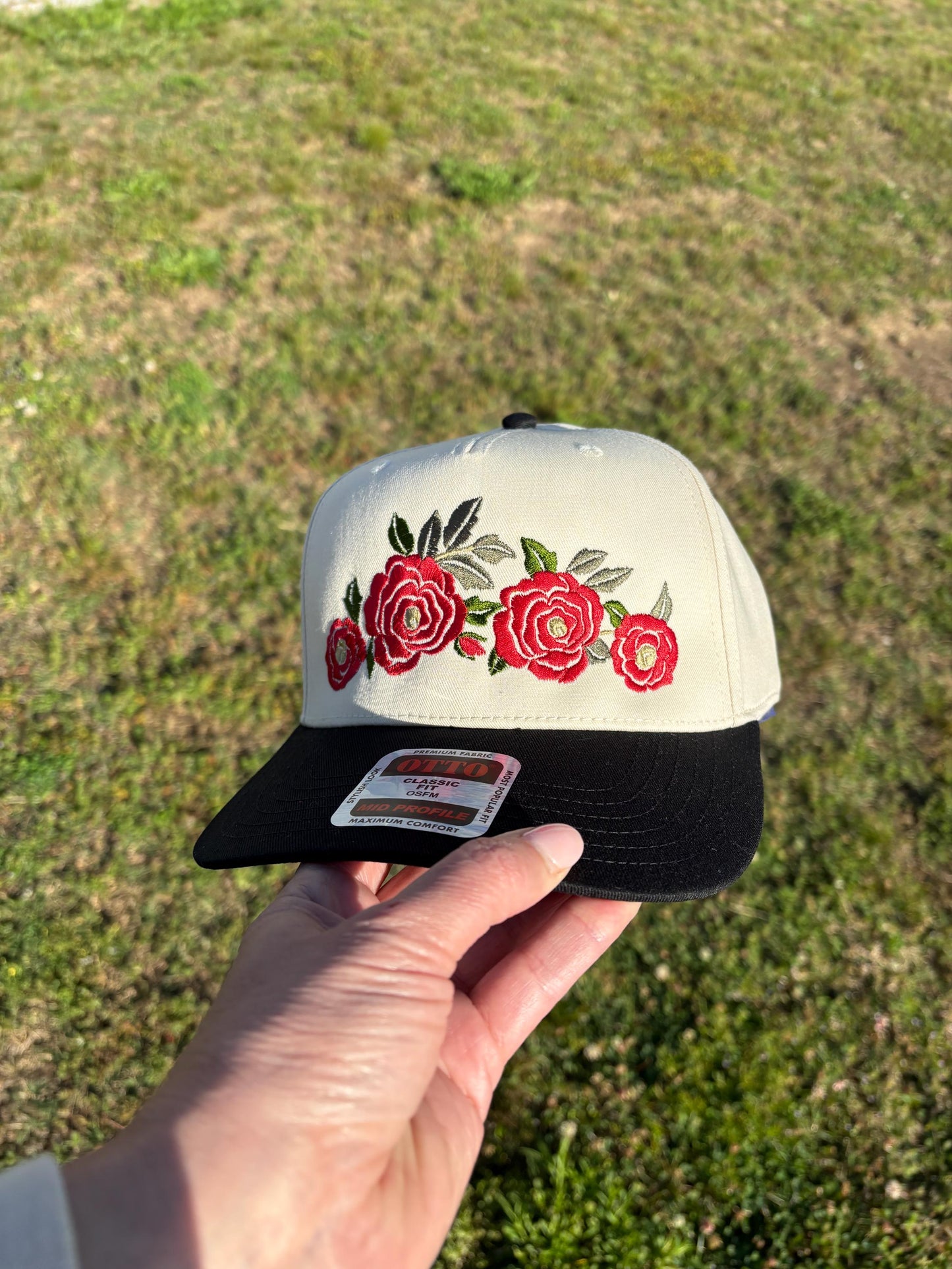 Rose Swag Hat Ball Cap with Adjustable Snap Back
