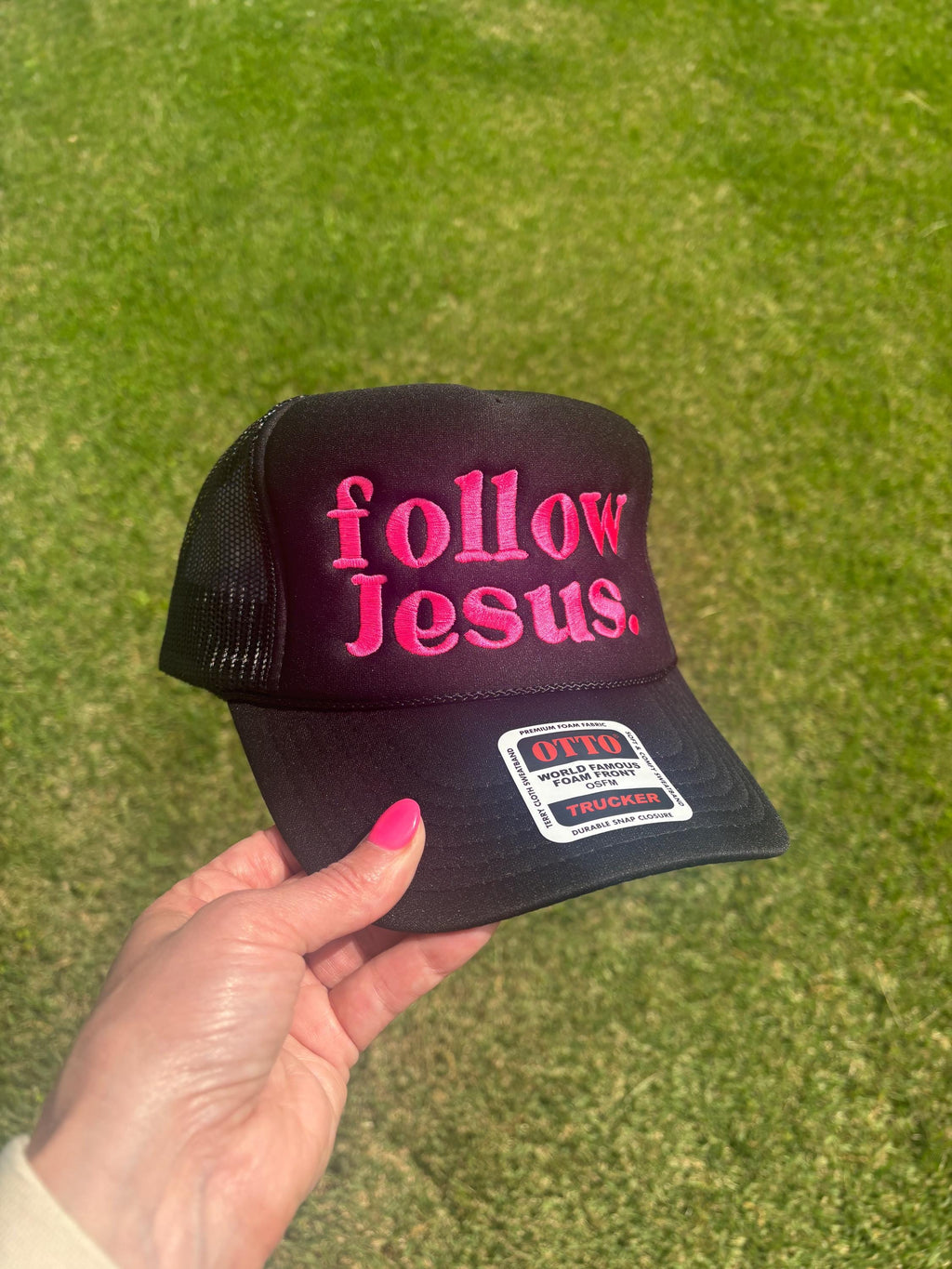 Follow Jesus Custom Embroidered Trucker Hat  Choose Style, Color