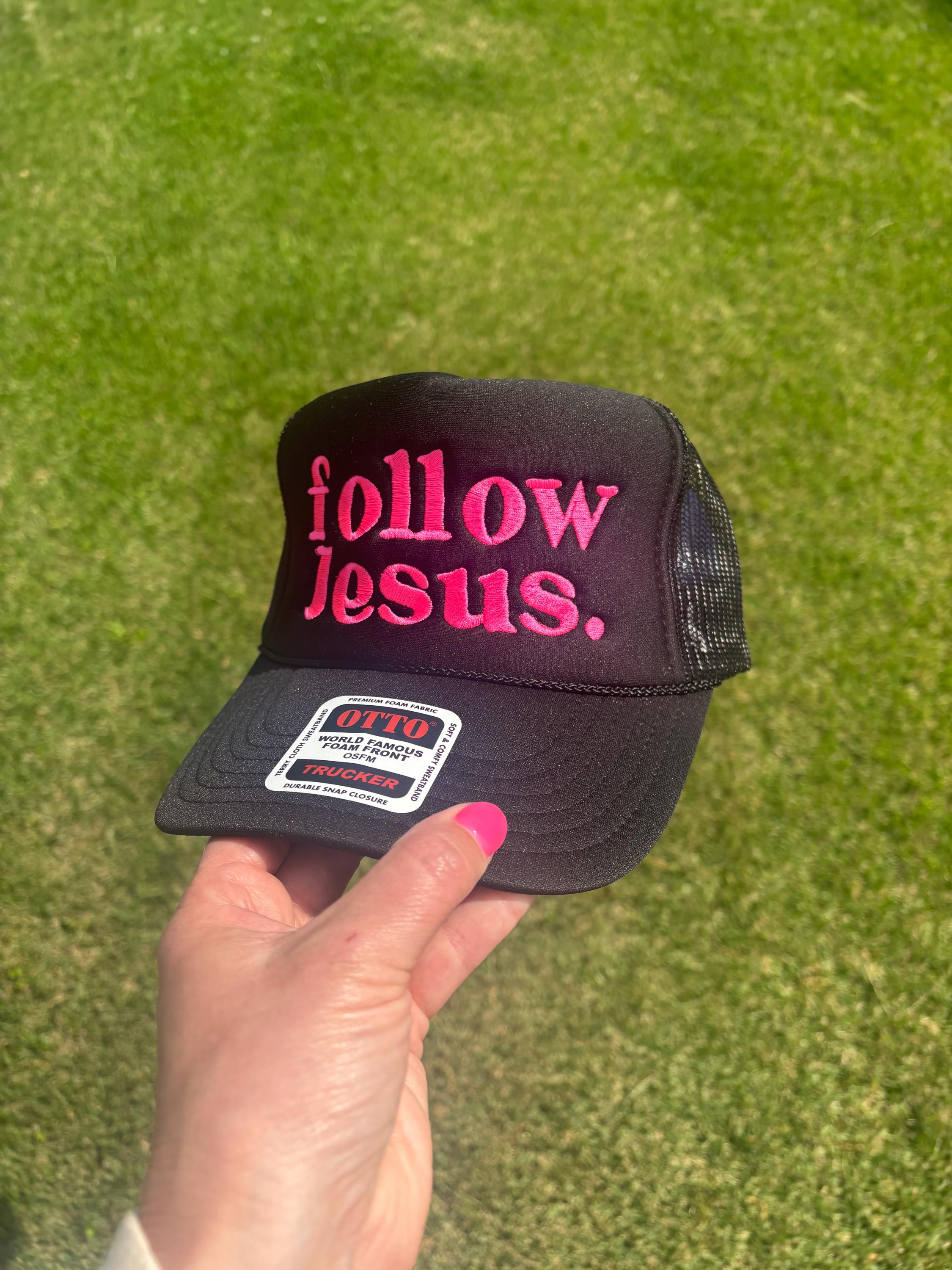 Follow Jesus Custom Embroidered Trucker Hat  Choose Style, Color
